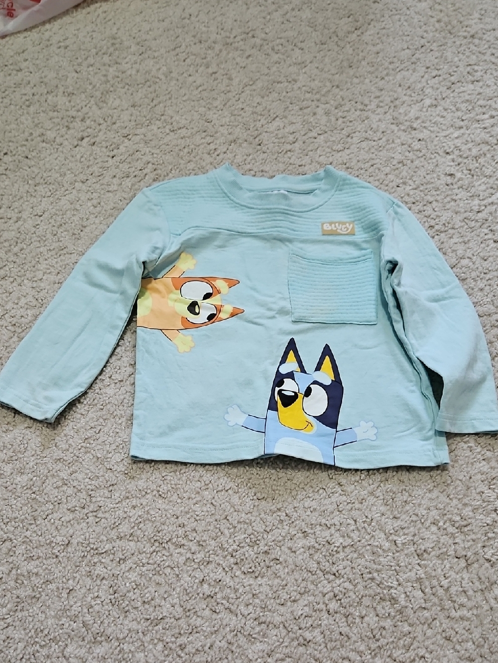 Lucy Light Blue Long Sleeve Kids Tee with Cartoon Puppies
